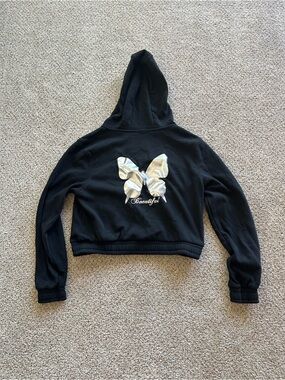 I Believe Women’s Black Full Zip Hooded Fleece Polyester Butterfly Theme Sz XL